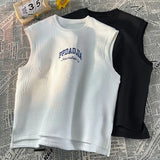 26.97Aidase American Hip-hop Personality Letter Men and Women Sleeveless Vest Short Sleeved Summer Youth Loose Casual T-shirt Top Harajuku aidase-shop