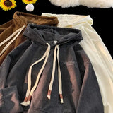 Aidase Corduroy Sweatshirt For Men Embroider Letter Hoodies Sweatshirt Streetwear Hoodie Casual Sportwear Male Clothes aidase-shop