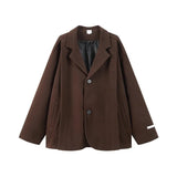 AIDASE  -  Men Black Brown Solid Color Simple Basic Casual Daily Single Button Long Sleeve Suit Blazer Autumn Winter Office Fashion Clothes aidase-shop