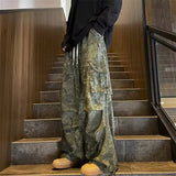 Aidase Pants Men Wide Leg Trousers European Style Drawstring Handsome Pockets Casual Streetwear Loose Camouflage All-match New College aidase-shop