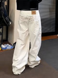AIDASE  -  Plus Size American Embroidered Wide Leg Jeans Women Casual Straight Fit Loose Long Pants Vintage Versatile Slimming aidase-shop