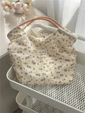AIDASE  -  Handbag for Woman Flower Canvas Bag Women Bag Summer New Large-capacity Handbag Thin Portable Vacation Beach Bag aidase-shop