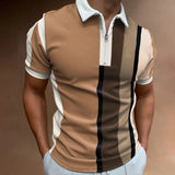 AIDASE  -  Male Summer Striped Splice Print T Shirt Turn Down Short Sleeve Tops T Shirt Mens Small T Shirts Male Tshirt Summer Ropa Hombre aidase-shop