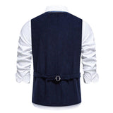AIDASE  -  Retro Pattern Embroidery Corduroy Vest Coat Men Spring Fashionable Button-up V Neck Waistcoats Mens Casual Sleeveless Cardigans aidase-shop