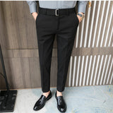 AIDASE  -  Men's Milled Pants, Autumn and Winter Thickened Solid Color Business Casual with Belt Pants aidase-shop