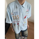 AIDASE  -  Summer Large Size 250 Pou Retro Wfle Pattern  Floral irt Men Loose Lazy Sle Casual Long Sve Youth Faion aidase-shop