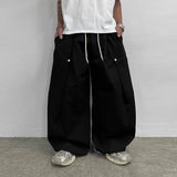 AIDASE  -  Men Wide Leg Pants Joggers Solid Color Drawstring Loose Trousers Men Streetwear Korean Style Fashion Casual Pants S-5XL aidase-shop