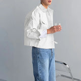 AIDASE  -  Men Shirt Solid Color Lapel Long Sleeve Pockets Casual Men Clothing Streetwear Loose Korean Style Fashion Male Tops aidase-shop