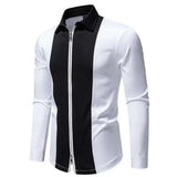 AIDASE  -  New Men's Zipper Design Long Sleeved Shirt Contrast Color Patchwork Luxury Male Tops aidase-shop