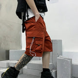 AIDASE  -  Summer Men's Workwear Shorts Trendy Brand Ins High Street Loose Outerwear Knee-length Pants Trendy Straight Pockets aidase-shop
