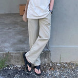 AIDASE  -  New Simple Men's Casual Pants Solid Color Drawstring Straight Leg Casual Elastic Waist Cleanfit Male Loose Bottom 9W3116 aidase-shop