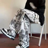 AIDASE  -  American Washed Tie Dye High Street Casual Pants Loose Straight Leg Long Trousers Men Women New Fashion Spring Autumn Versatile aidase-shop