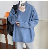 AIDASE  -  Men's High Ne Knitted Sweater Pure Color Loose Fit Winter Warm Trendy Hong Kong Sle Underwear Casual Long Sve Top aidase-shop