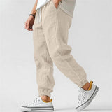 AIDASE  -  Men's Loose Fit Cotton Linen Jogger Pants Elastic Waist Drawstring Casual Pants for Streetwear & Daily Outfits aidase-shop