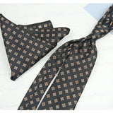 AIDASE  -  2PCS Neck Ties Set Fashion Paisley Striped Neckties Gentlemen Daily Wear Navy White Block Pocket Square Wedding Tuxedo Accessory aidase-shop