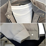 AIDASE  -  Men's Khaki Cargo Jacket Lapel Zipper Casual Loose Fit Workwear Coat aidase-shop