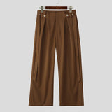 AIDASE  -  Men Pants Solid Color Button Joggers High Waist Casual Trousers Men Streetwear Loose Fashion Male Wide Leg Pants S-5XL aidase-shop