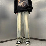 AIDASE  -  Yellow Nick High Street Jeans Men's Frozen Straight Wide Legs