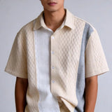 AIDASE  -  Men's Color Block Textured Knit Short Sleeve Shirt aidase-shop