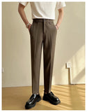 AIDASE  -  Summer Men's Straight Slim Fit Korean-style Tapered Solid Color Dress Pants Casual Trousers  28-38 aidase-shop