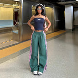 AIDASE  -  American Style Summer New Retro Four Stripe Sports Pants Women Design Slimming Wide Leg Sports Trousers Long Loose Fit Street aidase-shop