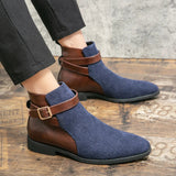 AIDASE  -  Men Fashion Chelsea Boots PU Side Buckle Anti slip Wear Resistant Boots Business Office Dress Boots Gentleman Social Men Boots aidase-shop