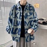 Aidase  Long Sleeved Shirt Men's and Women's Trendy Brand Loose American Retro High Street Full Print Trendy Shirt Trend