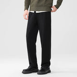 AIDASE  -  Korean Style Winter Fashion Men Loose Fit Simple Basic Casual Daily Solid Color Straight Drawstring Pants Male Trousers Clothes aidase-shop