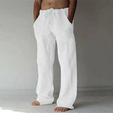 Aidase Vintage Men Cotton Linen Pants Drawstring Elastic Oversize Jogger Hip Hop Print Long Trousers Spring Summer New casual pants