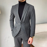 Aidase Luxury Business Suits For Men Stitching Double Collar Formal Casual Dress Suits 2 Pieces Elegant Slim Costume Homme Double Vent aidase-shop