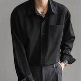 Aidase Fashion Lapel Button Pockets Korean Solid Color Shirts Men's Clothing 2025 Spring New Loose All-match Tops England Shirts
