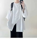 AIDASE  -  Irregular Design Short Sleeved Men Shirt Niche Single-breasted Solid Color Male Tops 2025 New Fashion Men's Shirts 21E6627 aidase-shop