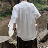 AIDASE  -  New Chinese Style Men's Shirt Trend Short Sleeve Stand Collar Jacquard Pattern Button-front Shirts Summer Stylish 21E6432 aidase-shop