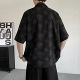 AIDASE  -  Chinese Style Men's Shirt Jacquard Asymmetric Single Breasted Design Niche Short Sleeve Printed Male Tops aidase-shop