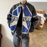 AIDASE  -  American Retro Coat Color Matching Racing Suit Autumn Bomber Jacket Men's Motorcycle Style Pu Leather Jacket High-end Couple aidase-shop