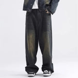 Aidase American Retro Vintage Denim Lapel Jacket Men's Hight Street Drape Wide Leg Jeans Hip Hop Trousers Suit/single Piece aidase-shop