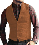 Aidase Grey Herringbone Men's Vests Lapel V Neck Wool Casual Formal Business Vest Slim Fit Gilet Waistcoat Groomman aidase-shop
