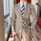 Aidase British Man Blazer Hombre Autumn Fashion Lattice Men  Jacket Korean Slim Fit Blazer Hombre Casual Gray Blazer aidase-shop