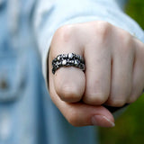 Aidase NEW Men's 316L stainless steel rings Unique Skull ring Vintage Aegishjalmur PUNK Jewelry Gifts aidase-shop