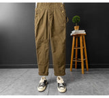 AIDASE  -  Men Loose Fit Bib Overalls Pockets Cargo Pants Hip Hop Golden Buttons Dungarees Casual Suspenders Jumpsuits aidase-shop