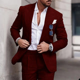 Aidase Fashion Linen Suits for Men High Quality Peak Lapel Double One Button Male Suit Slim Chic Casual Wedding Tuxedo 2 Piece Costume aidase-shop