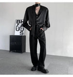 AIDASE  -  Spring New Trendy PU Leather Men's Shirt Long Sleeve Korean Fashion Casual Shoulder Pad Coat Loose aidase-shop
