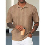 AIDASE  -  Retro Loose Texture Knitted Polo Shirt Men's Summer Retro Lapel T-shirt Breathable Old Money Short Sleeves aidase-shop