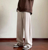 Aidase Men Pants Streetwear Simple Solid Spring Autumn Pleated Straight Drawstring American Style Male All-match Casual Loose Oversize aidase-shop