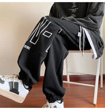 AIDASE  -  American Letter Print Casual Pants Fall Trend Large Size Drawstring Leg Sweatpants Loose Sports Casual Pants Women Men Clothing aidase-shop