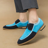 AIDASE  -  Men Business Dress Shoes with Wooden Heels PU Reverse Fleece Leather Fashion Classic Derby Shoes British Social Shoes Size 38-48 aidase-shop