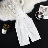 AIDASE  -  Men White Denim Bib Overalls Shorts Loose Big Pocket Cargo Dungarees Summer Casual Jumpsuits Coveralls aidase-shop