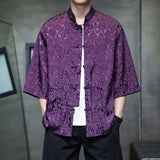 AIDASE  -  Chinese Style Thin Light Luxury Retro Men National Trend Large Size Loose Ice Silk Shirt Men's Jacquard Fashion Trend Tang Suit aidase-shop