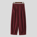 AIDASE  -  Men Pants Solid Button Pleated Baggy Casual Trousers Men Streetwear Oversize Joggers Fashion Male Lantern Pants aidase-shop