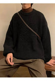 AIDASE  -  Casual Men Knitwear Sweater Square Block Jacquard Patchwork Design Long Sleeve Round Neck Solid Color Pullovers 21E7644 aidase-shop